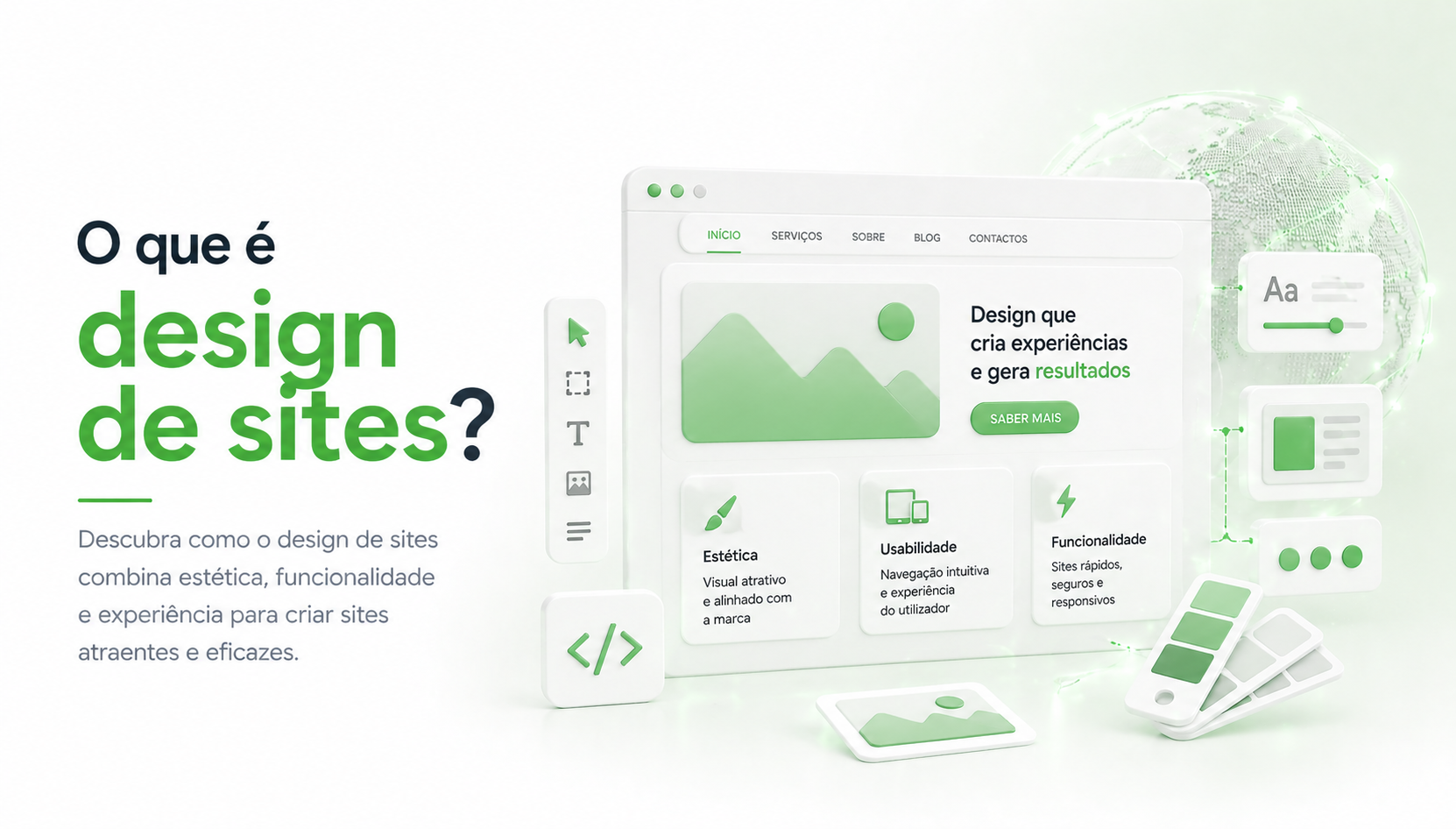 Exemplo de design de site moderno com layout intuitivo e cores harmoniosas