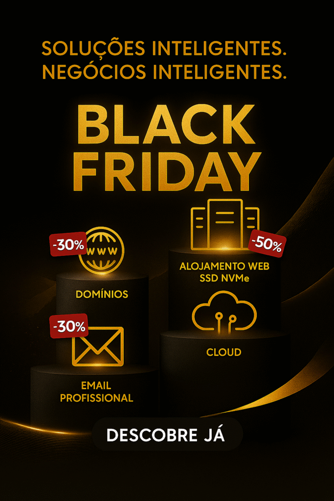 Black Friday promotion offering up to 50% off on domains, email, web hosting, and cloud solutions. Discover now.